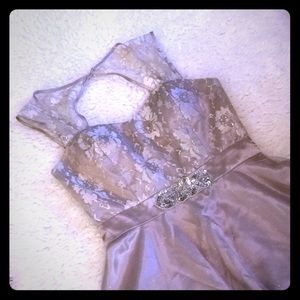 Beautiful champagne & sliver lace cocktail dress